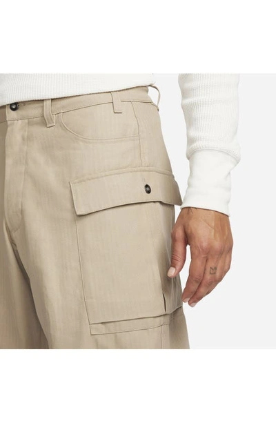 Shop Nike Life Herringbone Cargo Pants In Khaki/ Khaki
