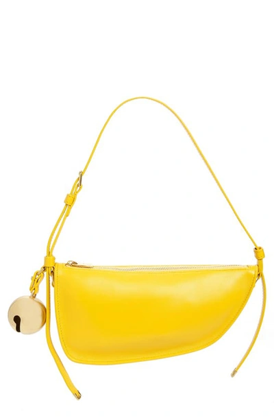 Shop Burberry Mini Shield Leather Shoulder Bag In Mimosa