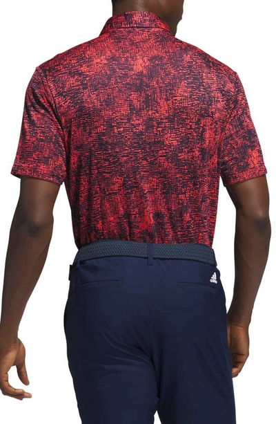 Shop Adidas Golf Aerial Jacquard Golf Polo In Bright Red