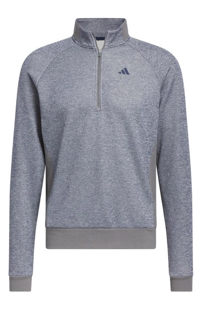 Shop Adidas Golf Water Repellent Half Zip Pullover In Navy/ White/ Grey Four