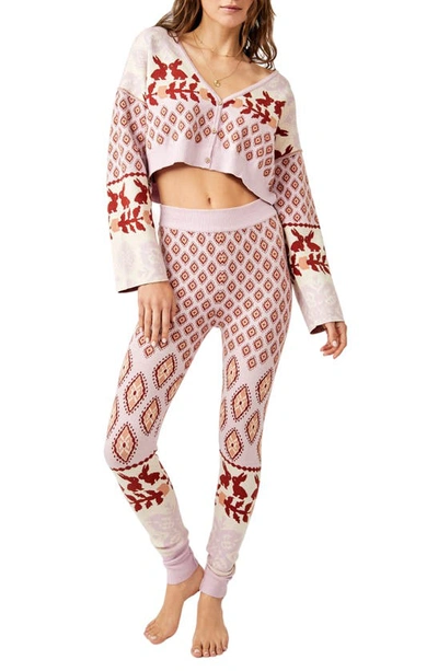 Shop Free People Snow Bunny Crop Top Pajamas In Candy Combo