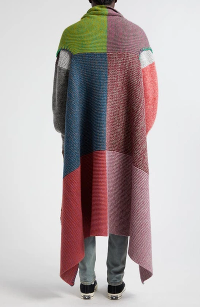 Shop Waste Yarn Project Anni Colorblock One Of A Kind Wearable Blanket In Green Multi
