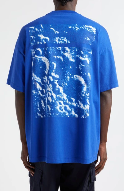 Shop Off-white Moon Tab Cotton Graphic T-shirt In Dark Blue