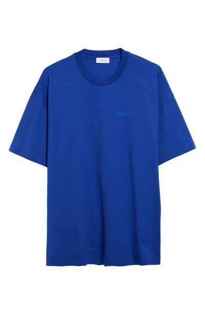 Shop Off-white Moon Tab Cotton Graphic T-shirt In Dark Blue