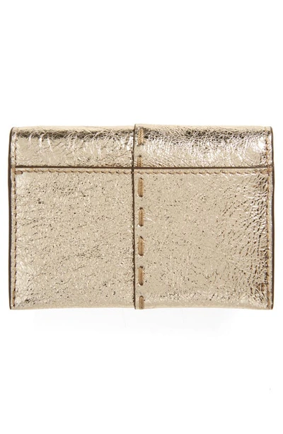 Shop Tory Burch Mcgraw Metallic Leather Card Case In Gold