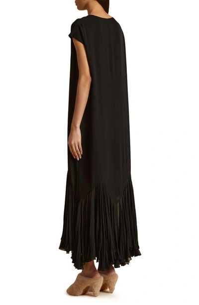 Shop Khaite Hobbs Cap Sleeve Silk Georgette Dress In Black