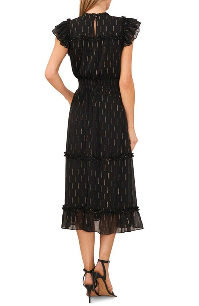 Shop Cece Metallic A-line Dress In Rich Black