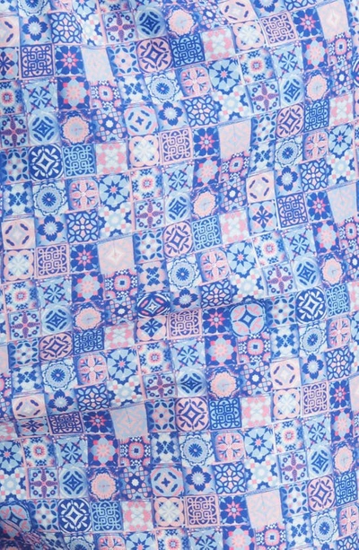 Shop Peter Millar Mosaic Madness Swim Trunks In Palmer Blue/ Pink
