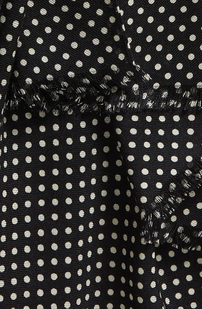 Shop Saint Laurent Polka Dot Wool, Silk & Cashmere Scarf In Black/ Ivory