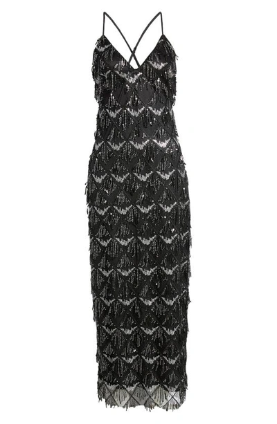 Shop Lulus Marvelous Moment Sequin Fringe Gown In Black