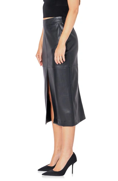 Endless Rose Faux Leather Midi Skirt In Black