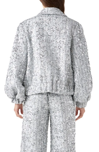 Shop English Factory Sequin Tweed Jacket In Silver