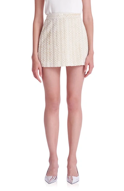 Shop English Factory Velvet Embellished Miniskirt In Ivory