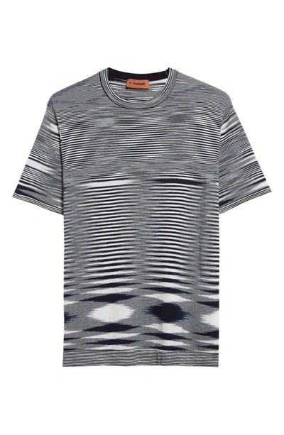 Shop Missoni Space Dye Stripe Cotton T-shirt In Space Dyed Navy/ White