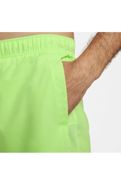 Shop Nike Dri-fit Challenger 5-inch Brief Lined Shorts In Lime Blast/ Lime Blast/ Black