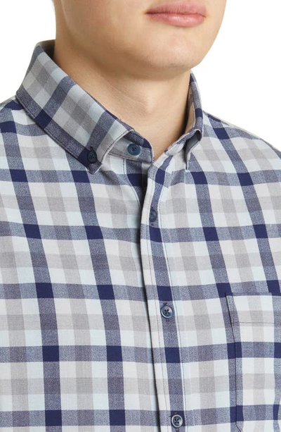 Shop Mizzen + Main City Trim Fit Check Stretch Flannel Button-down Shirt In Blue Multi Check