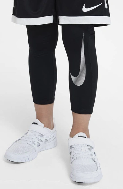 Shop Nike Kids' Pro Warm Dri-fit Tights In Black/ Black/ White
