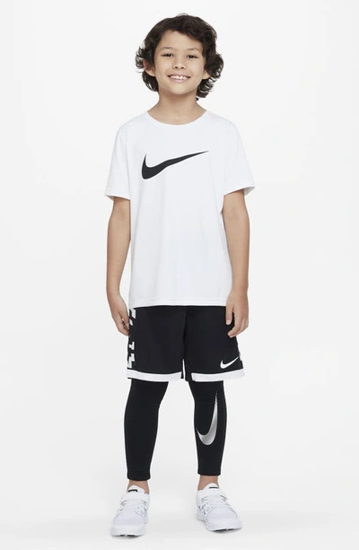Shop Nike Kids' Pro Warm Dri-fit Tights In Black/ Black/ White