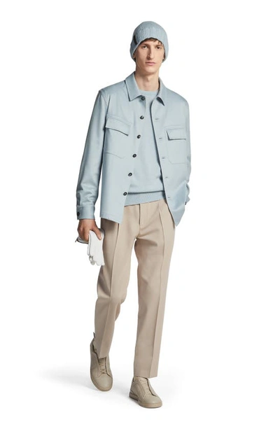 Shop Zegna Oasi Cashmere Overshirt In Glacier Blue