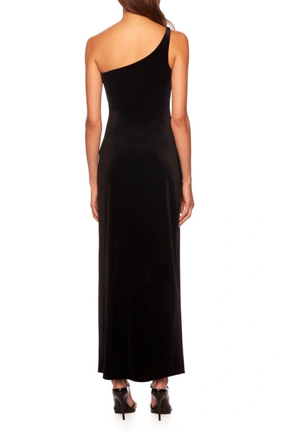 Shop Susana Monaco One-shoulder Stretch Velvet Gown In Black