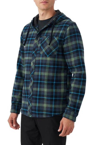 Shop O'neill Clayton Plaid Hooded Button-up Shirt In Graphite