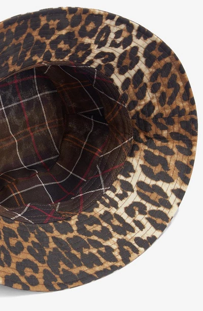 Shop Barbour X Ganni Waxed Cotton Bucket Hat In Leopard Print