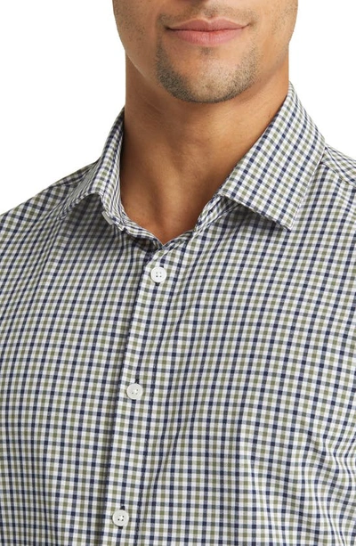 Shop Mizzen + Main Leeward Trim Fit Gingham Performance Button-up Shirt In Sage Multi Gingham