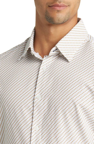 Shop Mizzen + Main Leeward Trim Fit Dot Performance Button-up Shirt In White Pong Print