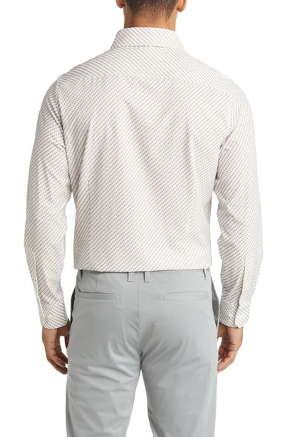 Shop Mizzen + Main Leeward Trim Fit Dot Performance Button-up Shirt In White Pong Print
