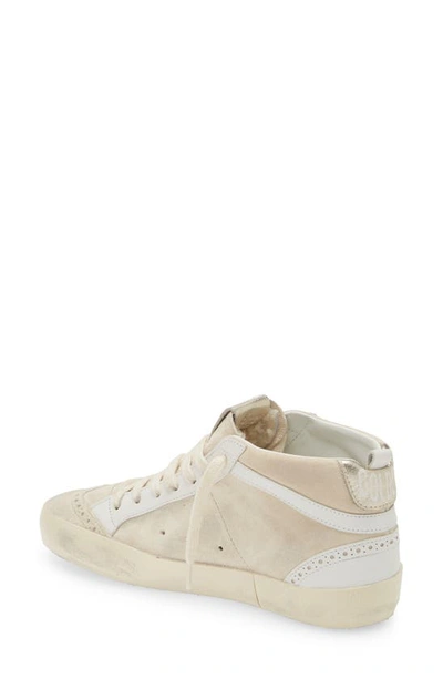 Golden Goose Midstar Leather Sneaker With Genuine Shearling Trim In Latte