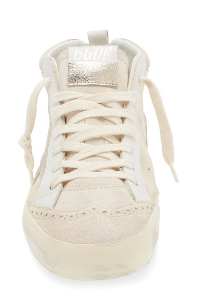 Golden Goose Midstar Leather Sneaker With Genuine Shearling Trim In Latte