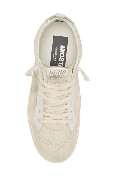 Golden Goose Midstar Leather Sneaker With Genuine Shearling Trim In Latte