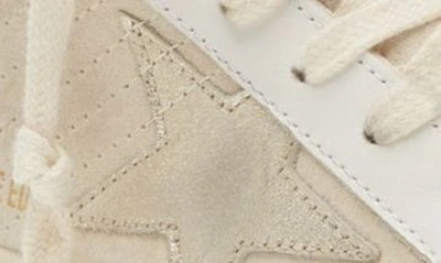 Golden Goose Midstar Leather Sneaker With Genuine Shearling Trim In Latte
