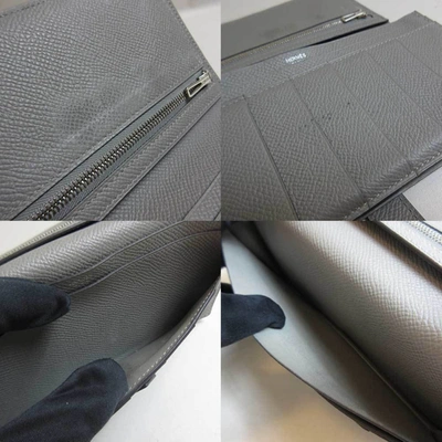 Shop Hermes Hermès Béarn Grey Leather Wallet  ()