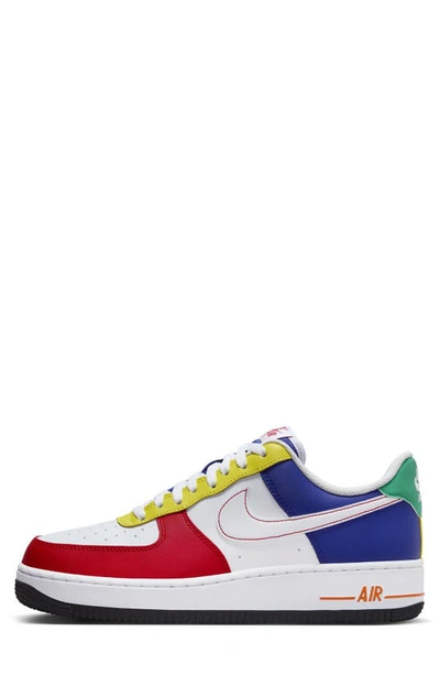 Shop Nike Air Force 1 '07 Lv8 Sneaker In Red/ Deep Royal Blue/ Yellow