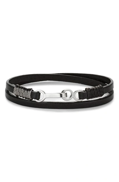 Shop Caputo & Co Leather Cord Wrap Bracelet In Black