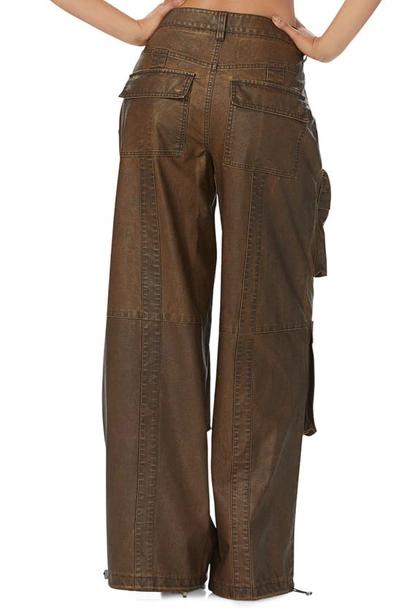 Shop Afrm Collins Faux Leather Cargo Pants In Dark Brown