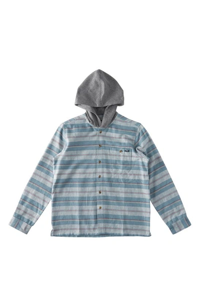 Shop Billabong Kids' Baja Hooded Flannel Shirt In Cement