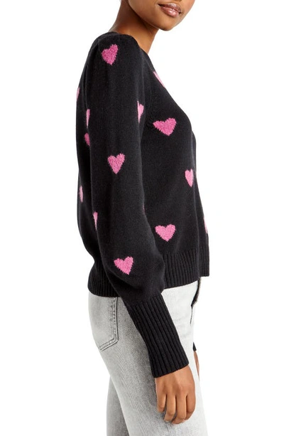 Shop Splendid Annabelle Heart Sweater In Black/ Punch