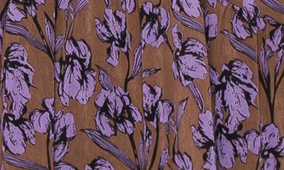 Shop Melloday Floral Tiered Midi Dress In Brown Purple Print