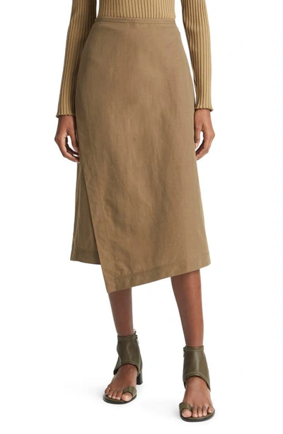 Shop Vince Utility Asymmetric Midi Skirt In Washed Vine