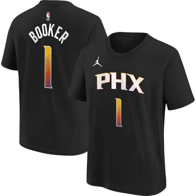 Shop Jordan Brand Youth  Devin Booker Black Phoenix Suns Statement Edition Name & Number Player T-shirt