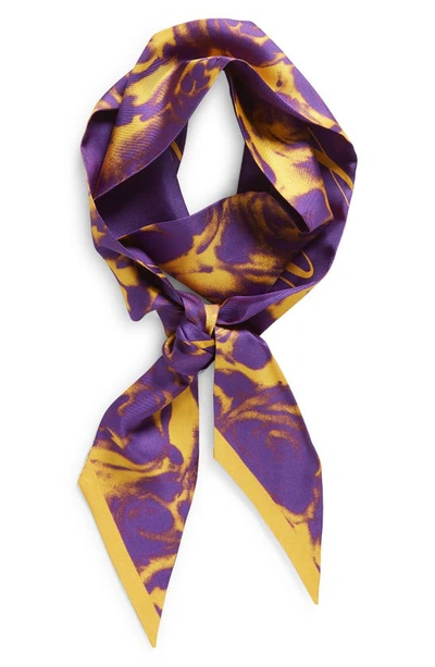 Shop Burberry Rose Print Silk Twilly Scarf In Royal
