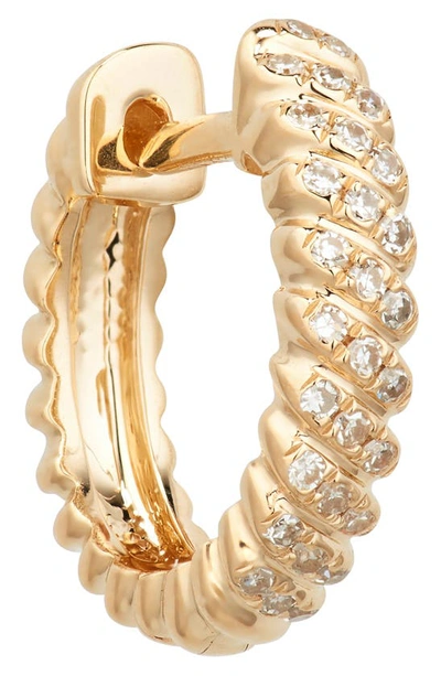 Shop Ef Collection Diamond Twist Huggie Hoop Earrings In Yellow Gold