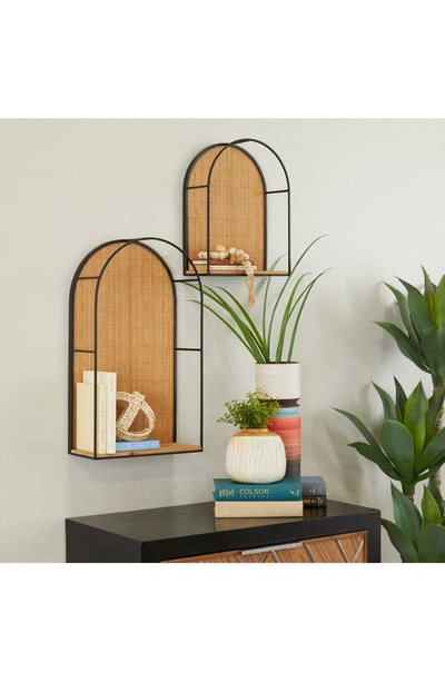 Shop Uma Bamboo Arch Set Of 2 Wall Shelves In Brown