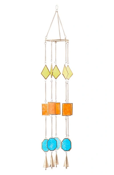 Shop Uma Colored Glass Wind Chime In Blue/ Orange/ Gold Multi