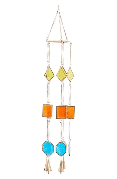 Shop Uma Colored Glass Wind Chime In Blue/ Orange/ Gold Multi