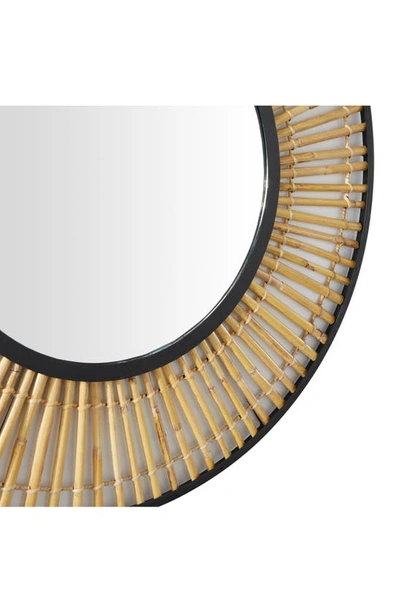 Shop Uma Round Bamboo Wall Mirror In Beige/ Black