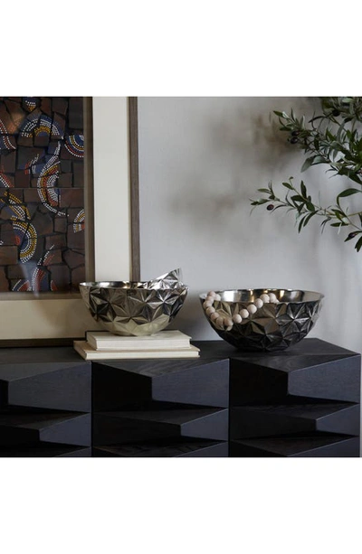 Shop Uma 3-piece Geo Decorative Bowls In Silver