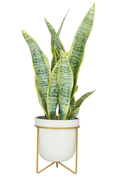 Shop Uma Faux Folia Artificial Potted Snake Plant In Green